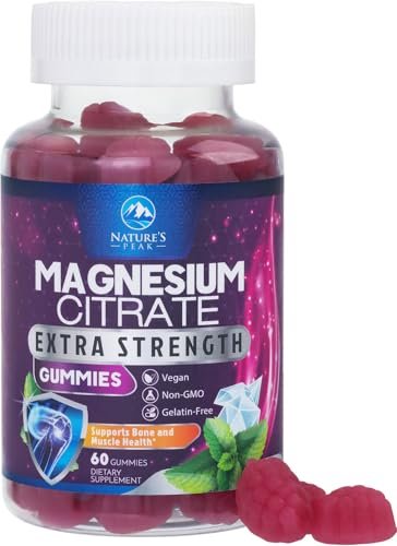 Magnesiumcitrat Gummibärchen – Hochdosierte Magnesium Gummies für Erwachsene & Kinder – Verbesserte Bioverfügbarkeit – Vegane Formel – Leckerer Himbeergeschmack – 60 Gummies