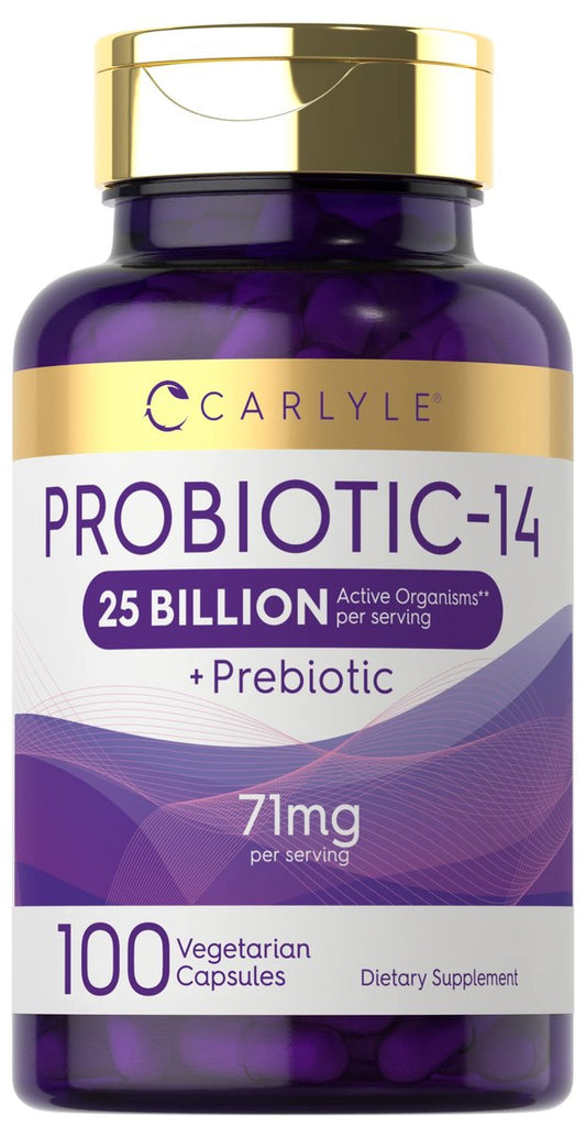 Carlyle Probiotika für Männer und Frauen | 25 Milliarden KBE | mit Präbiotika | 100 Kapseln | Vegetarisches, Nicht-GVO & Glutenfreies Nahrungsergänzungsmittel
