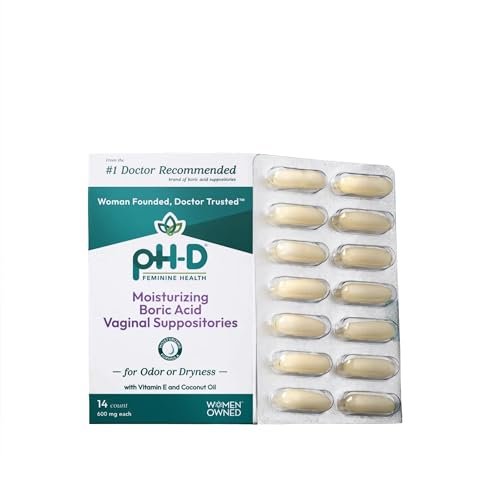 pH-D Feminine Health Support - Borsäure-Feuchtigkeitszäpfchen - Frauen geführt - gegen Vaginalgeruch - Parabenfrei & tierversuchsfrei - 14 Stück