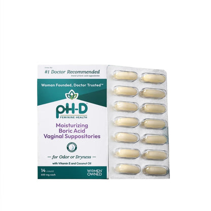 pH-D Feminine Health Support - Borsäure-Feuchtigkeitszäpfchen - Frauen geführt - gegen Vaginalgeruch - Parabenfrei & tierversuchsfrei - 14 Stück
