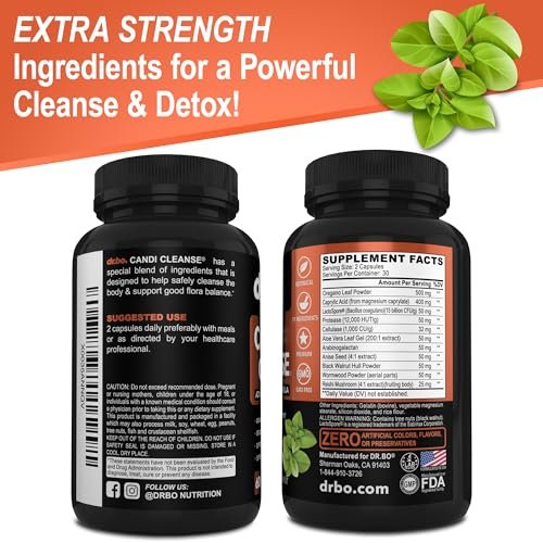 Candi Cleanse Unterstützung – Anti-Überwucherung Kapseln für Frauen & Männer – Extra starke Balance-Kontrolle probiotischer Komplex – Natürliches Oregano & Caprylsäure