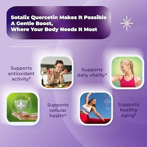 SOTALIX Supplement Premium Quercetin 98% Hochrein mit Bromelain, Zink, Vitamin D3 2000 IE, Holunderbeere – Herz-Kreislauf- und Atemwegsunterstützung für Erwachsene und Kinder – 180-Tage-Vorrat