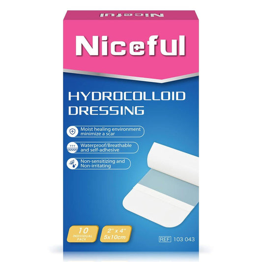 Niceful 10er-Pack Hydrokolloid-Pflaster Groß, 2" x 4" Hydrokolloid-Wundverband Extra Dünn für Leichtes Exsudat, Hydrokolloid-Gel-Pflaster Schnelle Heilung