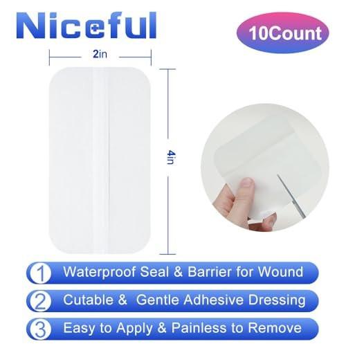 Niceful 10er-Pack Hydrokolloid-Pflaster Groß, 2" x 4" Hydrokolloid-Wundverband Extra Dünn für Leichtes Exsudat, Hydrokolloid-Gel-Pflaster Schnelle Heilung
