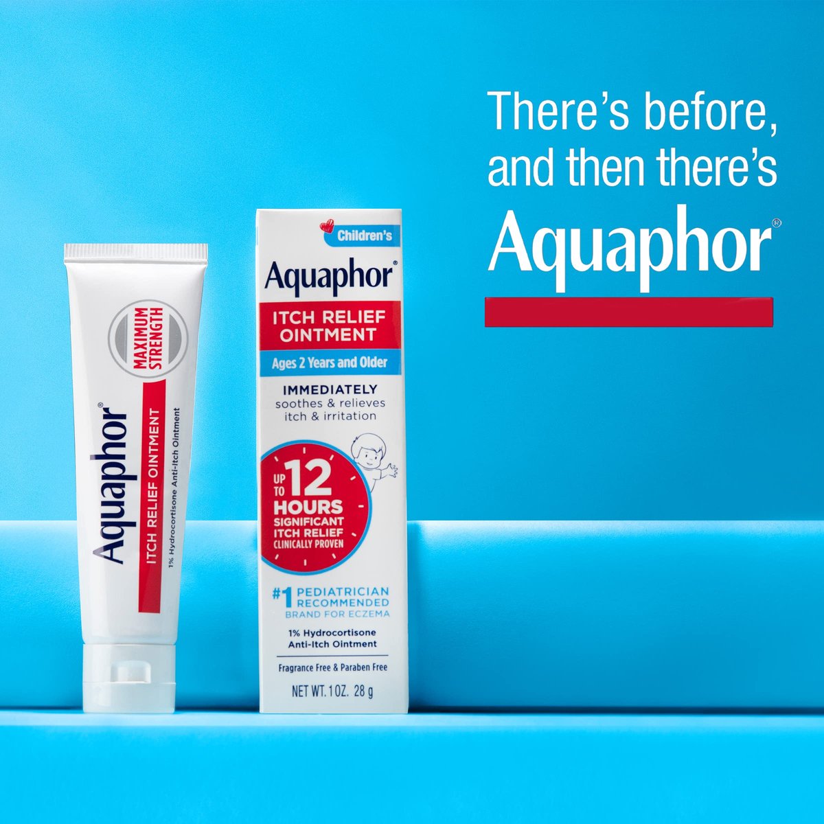 Aquaphor Kinder Juckreiz Lindernde Salbe, 1% Hydrocortison Anti-Juckreiz Salbe bei Hautirritationen, Insektenstichen, Schuppenflechte, Hautausschlägen, Ekzemen & Giftefeu, Duftfrei, 1 Oz Tube, 2er-Pack