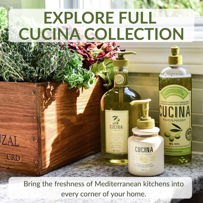 Cucina Fruits & Passion Handseife Nachfüllpack – Koriander & Olivenbaum – 1 Liter – Mit Olivenöl angereicherte Küchenseife – Biologisch abbaubar – Vegan – Hergestellt in Kanada