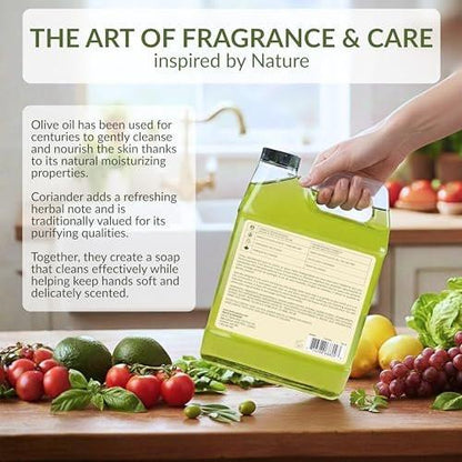Cucina Fruits & Passion Handseife Nachfüllpack – Koriander & Olivenbaum – 1 Liter – Mit Olivenöl angereicherte Küchenseife – Biologisch abbaubar – Vegan – Hergestellt in Kanada