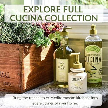 Cucina Fruits & Passion Handseife Nachfüllpack – Koriander & Olivenbaum – 1 Liter – Mit Olivenöl angereicherte Küchenseife – Biologisch abbaubar – Vegan – Hergestellt in Kanada