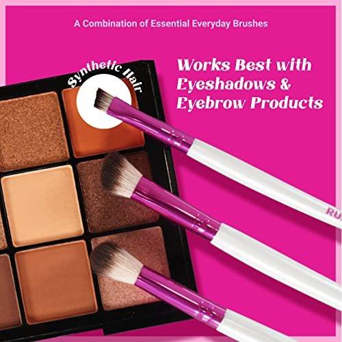 Ruby Kisses Makeup Pinsel Set Reisegröße – 5-teiliges Augen-Makeup-Pinselset mit Etui, Lidschattenpinsel, Schräger Pinsel, Augenbrauenpinsel, Eyelinerpinsel und Spoolie