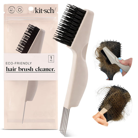 Kitsch Bürstenreiniger für Haarbürsten | Doppelseitiges 2-in-1 Reinigungswerkzeug für Haarbürsten und Kämme | Umweltfreundlicher Reiniger mit Pick und Borsten, Perfektes Geschenk für Frauen | Friseur-Essentials