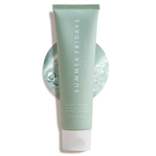 Summer Fridays Super Amino Gel Facial Cleanser – Sanfter, pH-ausgeglichener Gesichtsreiniger + Make-up-Entferner – Beruhigt Irritationen, spendet Feuchtigkeit und pflegt die Haut – Mühelose Hautpflege (147 ml)