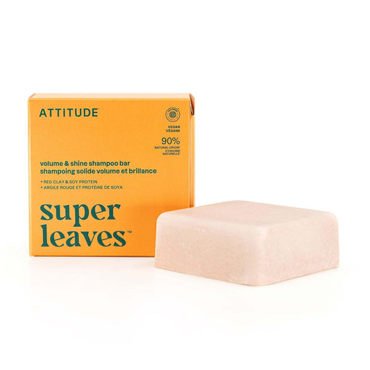 ATTITUDE Volume & Shine Shampoo Bar – Natürliches Shampoo für feines und plattes Haar mit Sojaprotein & rotem Ton, EWG-zertifiziert, vegan, Duft nach Orangenblüte & Eukalyptus, 113 g