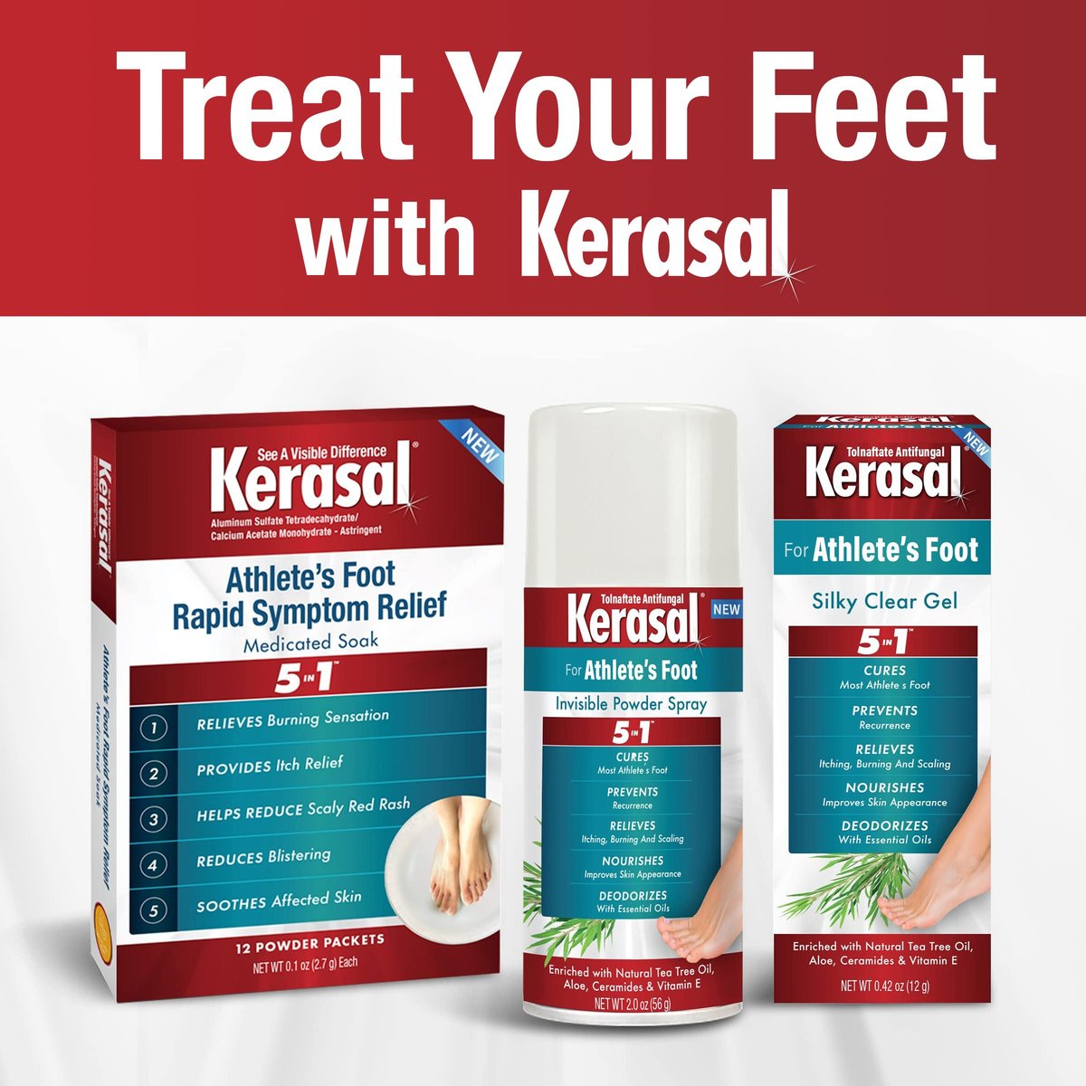 Kerasal Athlete's Medicated Fußbad – 5-in-1 Schnelle Symptomlinderung, 12 Beutel