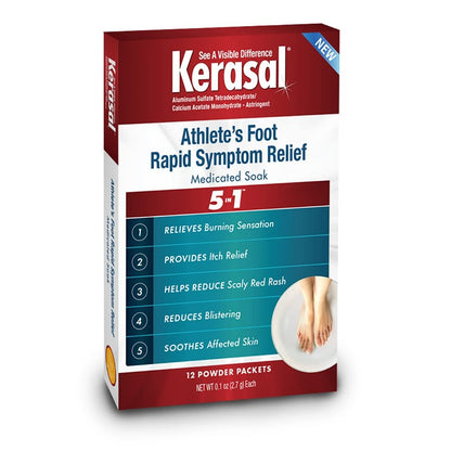 Kerasal Athlete's Medicated Fußbad – 5-in-1 Schnelle Symptomlinderung, 12 Beutel