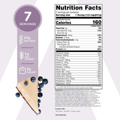 TransformHQ Mahlzeitenersatz-Shake Pulver 7 Portionen (Blaubeer-Käsekuchen) - Glutenfrei, Nicht-GVO