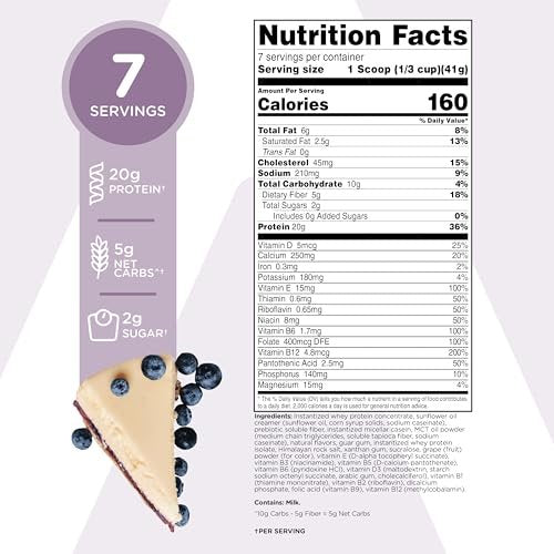TransformHQ Mahlzeitenersatz-Shake Pulver 7 Portionen (Blaubeer-Käsekuchen) - Glutenfrei, Nicht-GVO