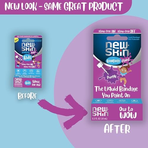 New Skin Liquid Bandage Paint für Kinder Erste Hilfe – Sting Free, wasserfest für Schrammen und kleine Schnitte, 0,3 Unzen