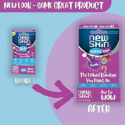 New Skin Liquid Bandage Paint für Kinder Erste Hilfe – Sting Free, wasserfest für Schrammen und kleine Schnitte, 0,3 Unzen
