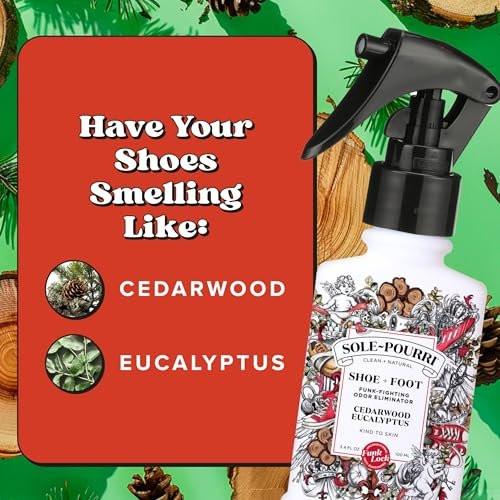 Sole-Pourri Schuhdeo & Fußspray, 100 ml, bis zu 150 Anwendungen, Geruchsbekämpfer mit ätherischen Ölen, für stinkende Schuhe, Füße & Sporttaschen, Zedernholz & Eukalyptus Duft