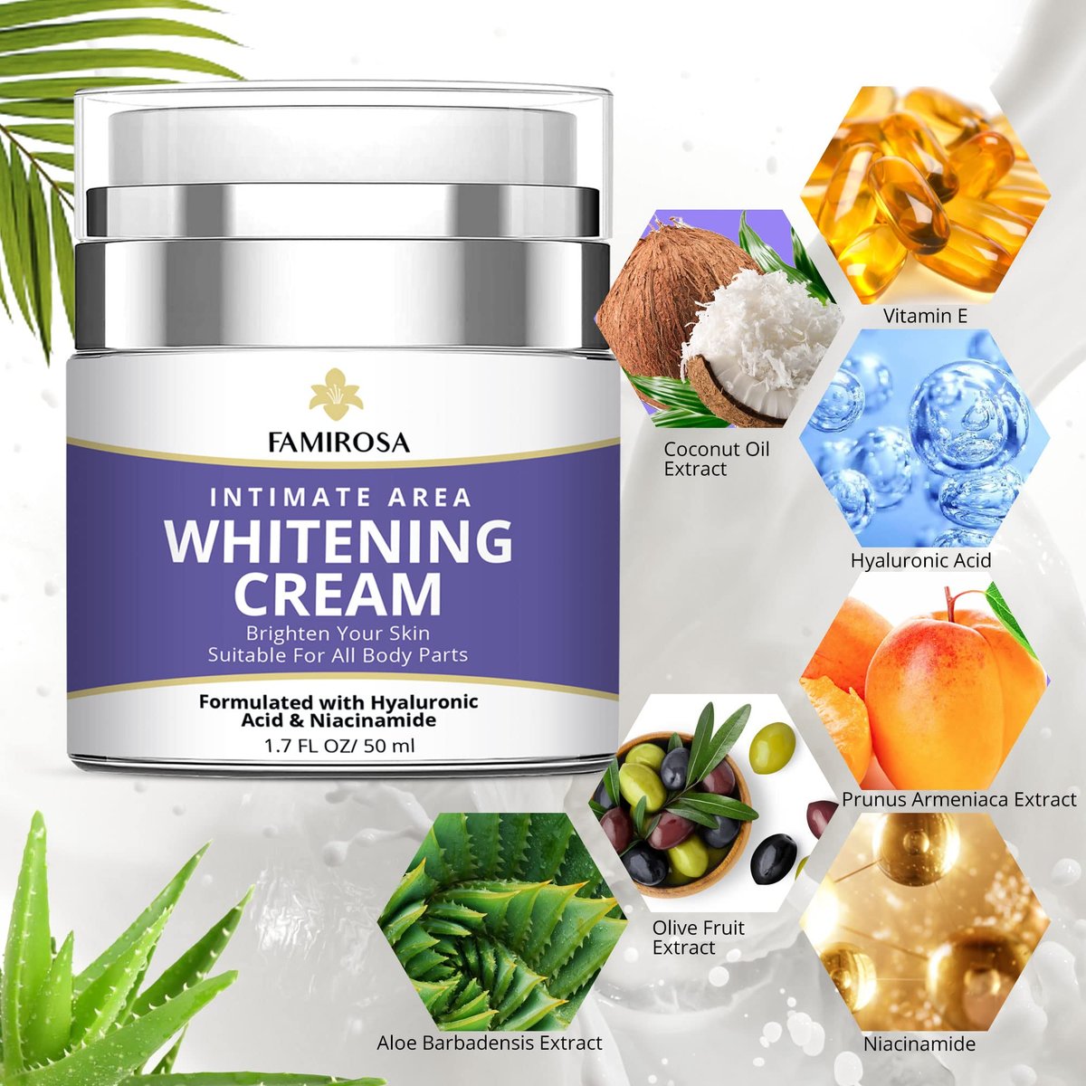 FAMIROSA Intimbereich Dunkle Flecken Korrektur: Creme für Achseln, Knie, Ellbogen, Innenseite der Oberschenkel, Intimbereich - 50 ml