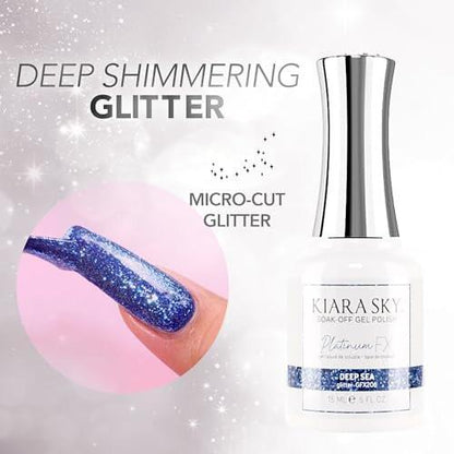 KIARA SKY LED UV Soak Off Platinum Gel FX (Deep Sea – Ein-Schicht-Folien-Glitzer)