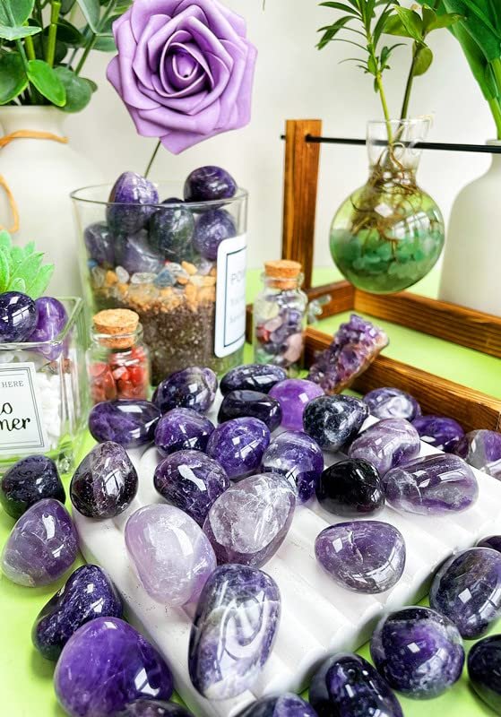 DUQGUHO Amethyst Heilende Kristalle Steine Set - Natürliche Massivkristalle, polierte unregelmäßige Kristallsteine, Bulk Steine 0,45 Pfund (0,6 bis 1 Zoll)