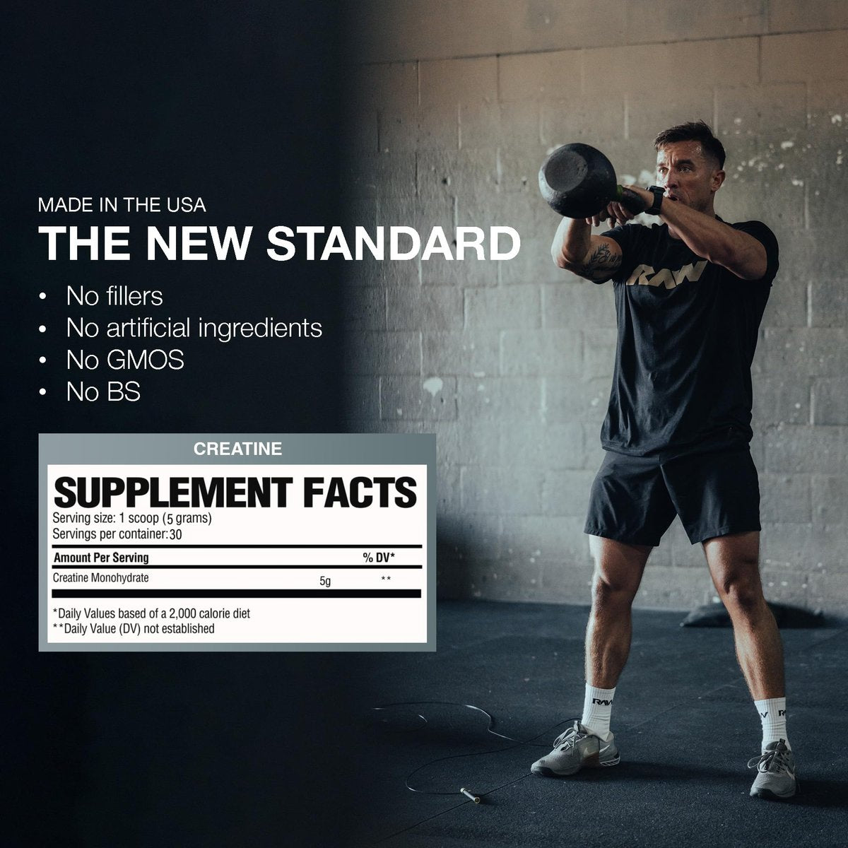 RAW Nutrition Kreatin Monohydrat Pulver, ungesüßt (30 Portionen) - Mikronisiertes Kreatin Monohydrat für Trainingsleistung, Muskelaufbau & Kraft - Kreatinpulver für Männer & Frauen