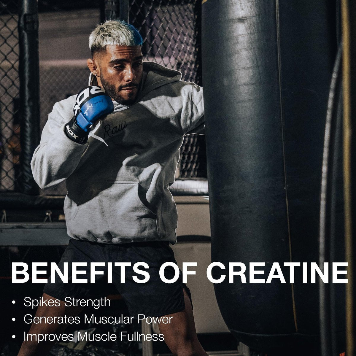 RAW Nutrition Kreatin Monohydrat Pulver, ungesüßt (30 Portionen) - Mikronisiertes Kreatin Monohydrat für Trainingsleistung, Muskelaufbau & Kraft - Kreatinpulver für Männer & Frauen