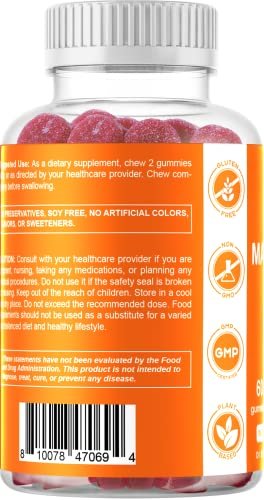 Vitamatic Magnesiumcitrat Gummies 600 mg pro Portion – 60 Stück – Fördert gesunde Entspannung, Muskel-, Knochen- und Energieunterstützung (Packung mit 2)