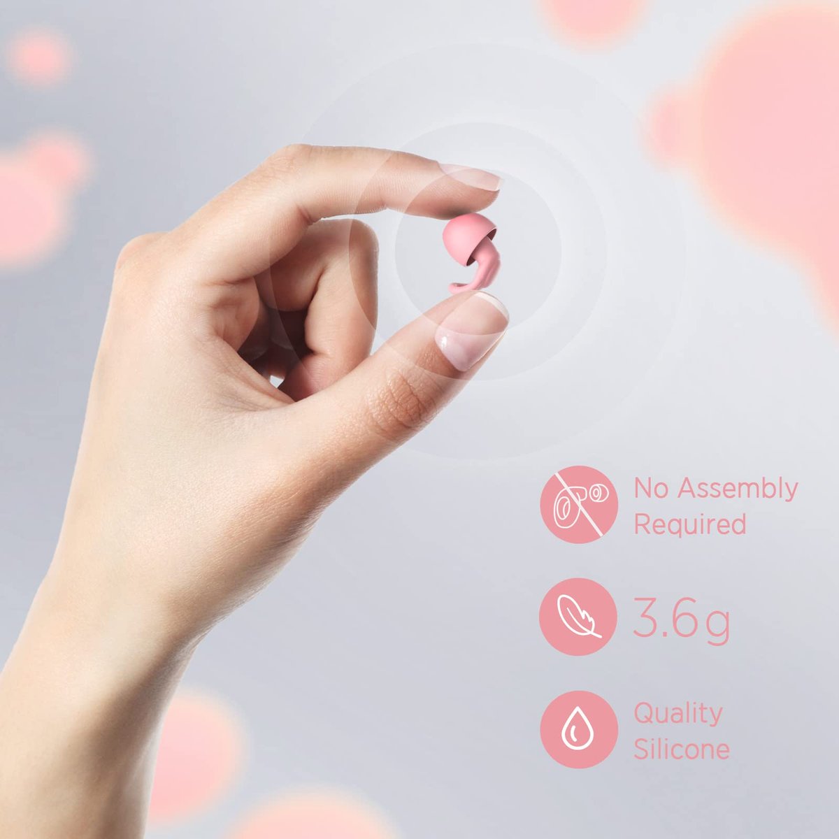 OEDOC Silikon Ohrstöpsel Wiederverwendbar – 16 Stück in XS/S/M/L mit 2 Reiseboxen – 33dB Lärmreduzierung für Schlafen, Reisen & Lärmempfindlichkeit (Pink)