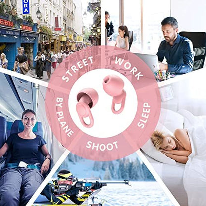 OEDOC Silikon Ohrstöpsel Wiederverwendbar – 16 Stück in XS/S/M/L mit 2 Reiseboxen – 33dB Lärmreduzierung für Schlafen, Reisen & Lärmempfindlichkeit (Pink)