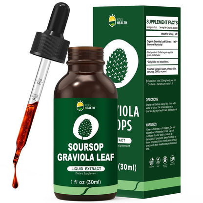 Bio Soursop Graviola Blattextrakt Tropfen | Soursop Bitters flüssig | GMP-zertifiziert | Vegan, Non-GMO, Glutenfrei | Immununterstützung | 30 ml