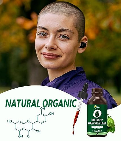 Bio Soursop Graviola Blattextrakt Tropfen | Soursop Bitters flüssig | GMP-zertifiziert | Vegan, Non-GMO, Glutenfrei | Immununterstützung | 30 ml