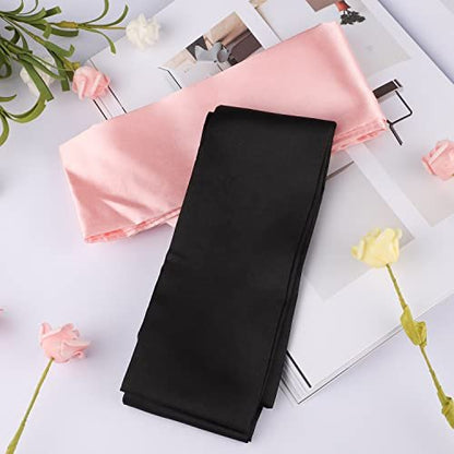 2er-Pack Satin Schlafmasken, verstellbares Schlaf-Overlay, weiche Satin-Augenabdeckung für Reisen, Nickerchen, Meditation, 157 cm (Schwarz + Pink)