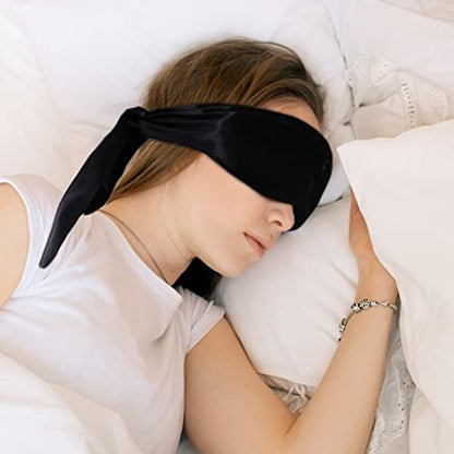 2er-Pack Satin Schlafmasken, verstellbares Schlaf-Overlay, weiche Satin-Augenabdeckung für Reisen, Nickerchen, Meditation, 157 cm (Schwarz + Pink)