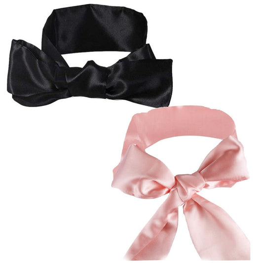2er-Pack Satin Schlafmasken, verstellbares Schlaf-Overlay, weiche Satin-Augenabdeckung für Reisen, Nickerchen, Meditation, 157 cm (Schwarz + Pink)