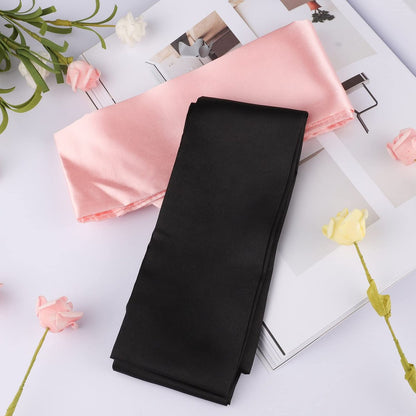 2er-Pack Satin Schlafmasken, verstellbares Schlaf-Overlay, weiche Satin-Augenabdeckung für Reisen, Nickerchen, Meditation, 157 cm (Schwarz + Pink)