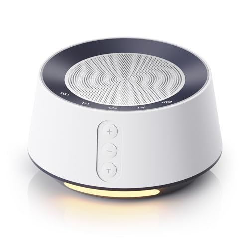 BGOVERSS Weißes Rauschen Soundmaschine mit 20 beruhigenden Klängen, 10 Farben Nachtlicht, Schlafmaschine für Zuhause, Büro, Reisen, 5 Timer und Speicherfunktion, für Baby, Kinder, Erwachsene (Weiß)