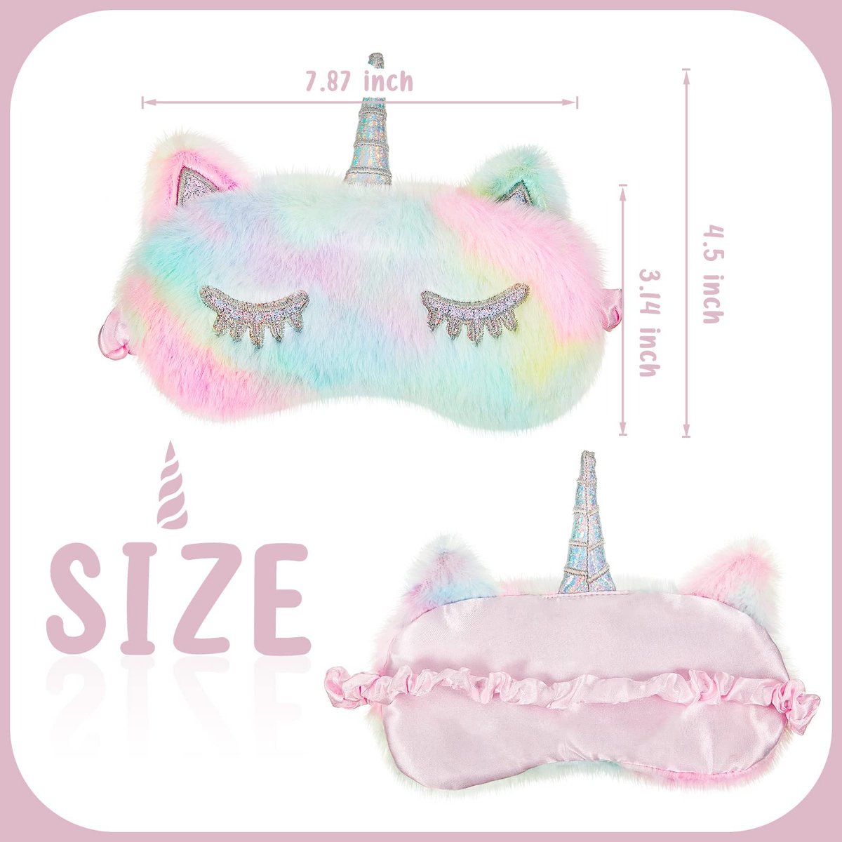 Geyoga 3er Set Schlafmaske für Kinder - Plüsch Schlafbrille für Mädchen - Weiche Augenmaske in Rosa, Weiß und Niedlichem Stil