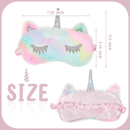 Geyoga 3er Set Schlafmaske für Kinder - Plüsch Schlafbrille für Mädchen - Weiche Augenmaske in Rosa, Weiß und Niedlichem Stil