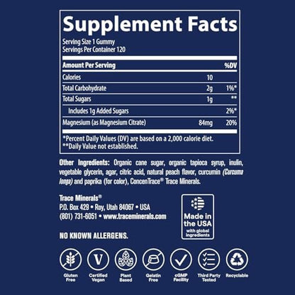 Magnesium Stress Relief Gummies (120 Stück) – Weniger Zucker – Magnesiumcitrat – Natürliche Beruhigung, Schlafhilfe, Muskelentspannung, Stimmungs- & Verdauungsunterstützung – Für Kinder & Erwachsene – Pfirsichgeschmack