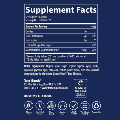 Magnesium Stress Relief Gummies (120 Stück) – Weniger Zucker – Magnesiumcitrat – Natürliche Beruhigung, Schlafhilfe, Muskelentspannung, Stimmungs- & Verdauungsunterstützung – Für Kinder & Erwachsene – Pfirsichgeschmack