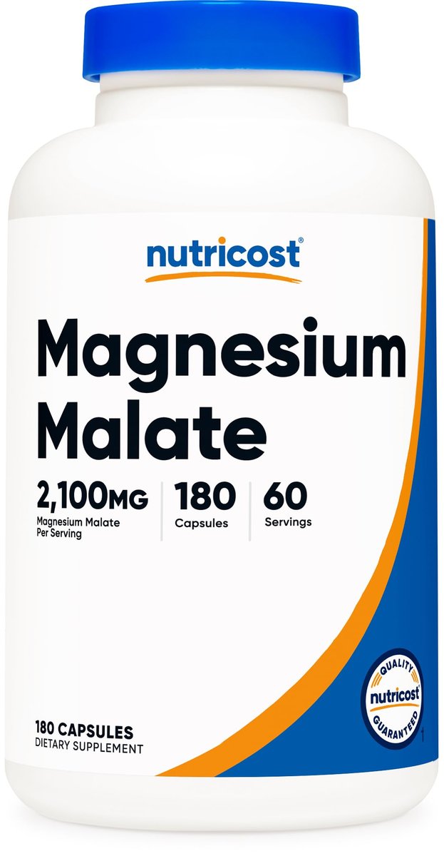 Nutricost Magnesium Malat 2.100 mg, 180 Kapseln – Vegetarisch, Nicht-GVO, Glutenfrei
