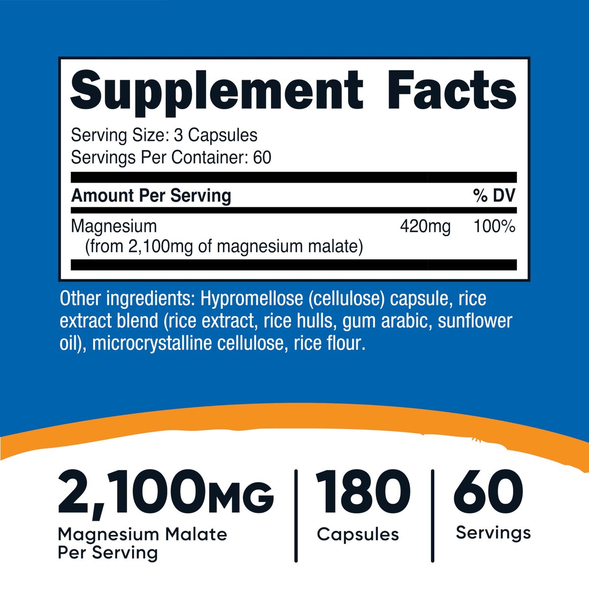 Nutricost Magnesium Malat 2.100 mg, 180 Kapseln – Vegetarisch, Nicht-GVO, Glutenfrei