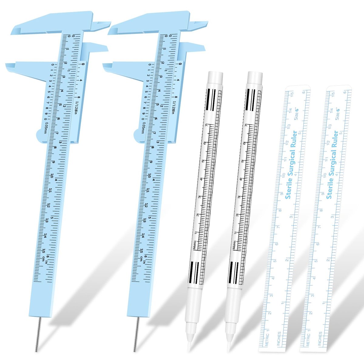 Teling 6-teiliges Augenbrauen-Werkzeugset: Augenbrauen-Messlineal, Microblading-Weißmarker-Stift mit Papierlineal, Hautmarker für Permanent Make-up-Positionierungswerkzeuge für Lippen und Haut