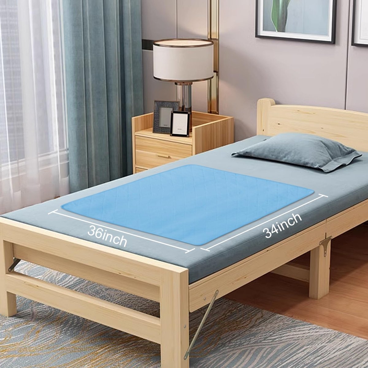 SPRINGSPIRIT waschbare Bettauflagen 34'' x 36'' (4er-Pack) – wasserdichte Inkontinenzunterlagen für Erwachsene, wiederverwendbare Bettschutzauflagen, blau