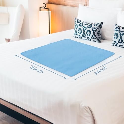 SPRINGSPIRIT waschbare Bettauflagen 34'' x 36'' (4er-Pack) – wasserdichte Inkontinenzunterlagen für Erwachsene, wiederverwendbare Bettschutzauflagen, blau