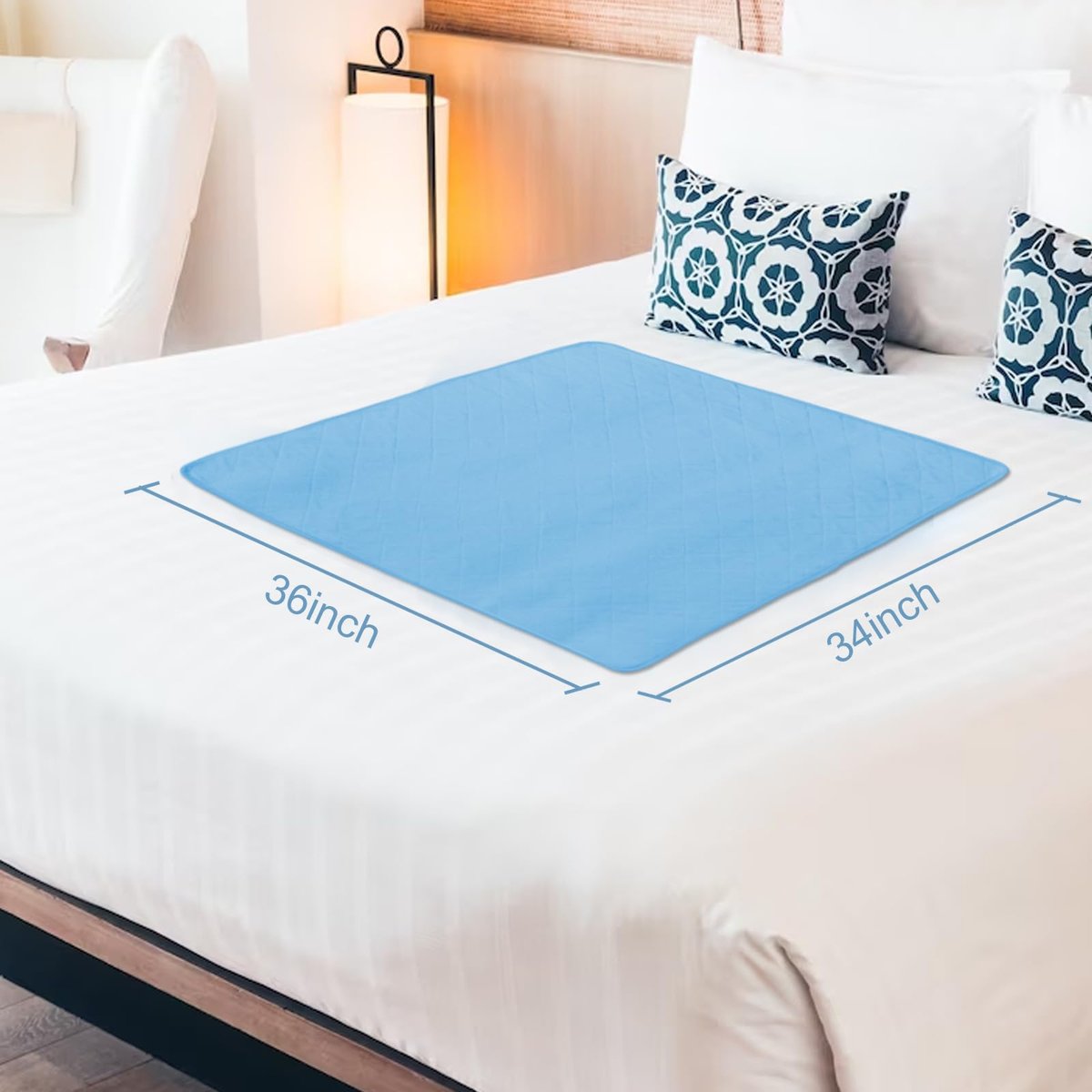 SPRINGSPIRIT waschbare Bettauflagen 34'' x 36'' (4er-Pack) – wasserdichte Inkontinenzunterlagen für Erwachsene, wiederverwendbare Bettschutzauflagen, blau