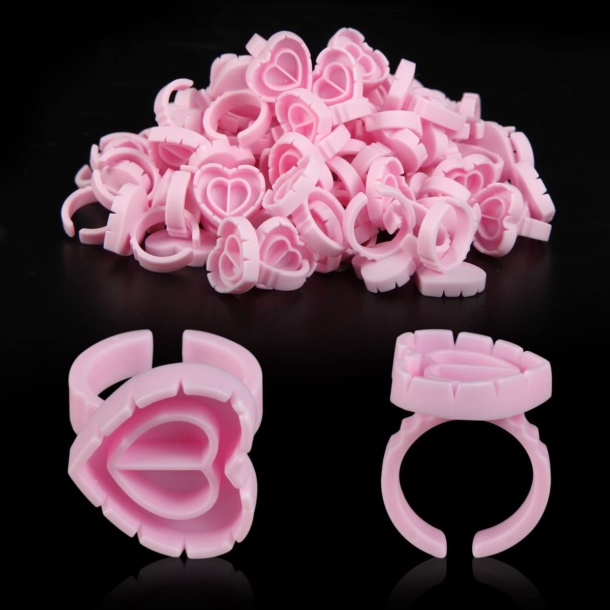 100 Stück Wimpernkleber-Ringe – Rosa Einweg-Kleberinge für Wimpernverlängerungen, Pigmentringe, Wimpernkleber-Halter
