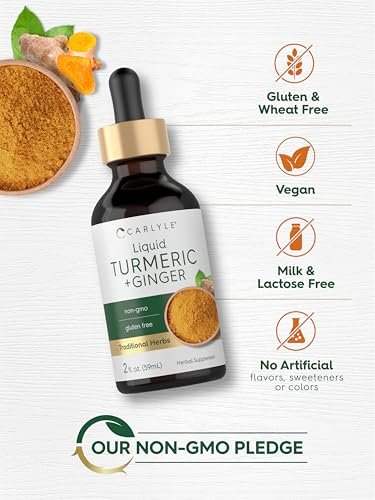 Carlyle Kurkuma- und Ingwertropfen 60 ml | Kräuterextrakt mit schwarzem Pfeffer | Vegan, Non-GMO, glutenfrei